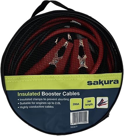 Sakura SS3625 - Cables de Arranque para Batería de Coche. Pinzas de arranque coche y moto