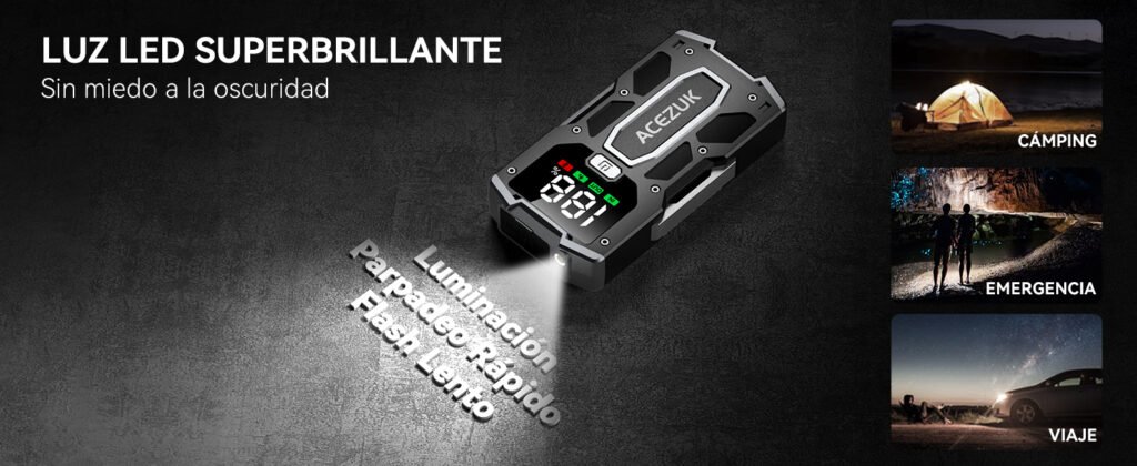 ACEZUK M01-ES Arrancador de Coches 4000A. Led y Linterna